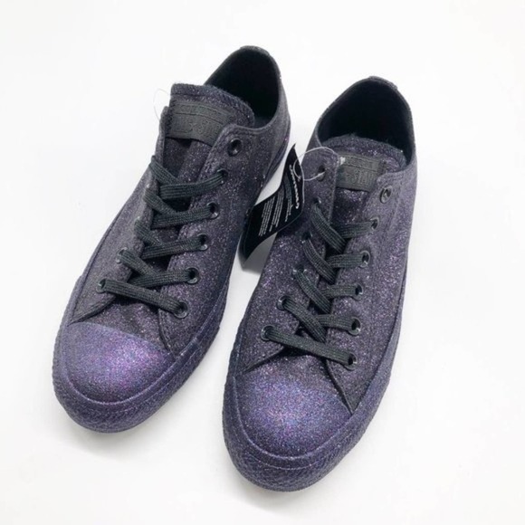 CONVERSE All Star Low Top Purple Glitter Sneakers - Picture 4 of 9